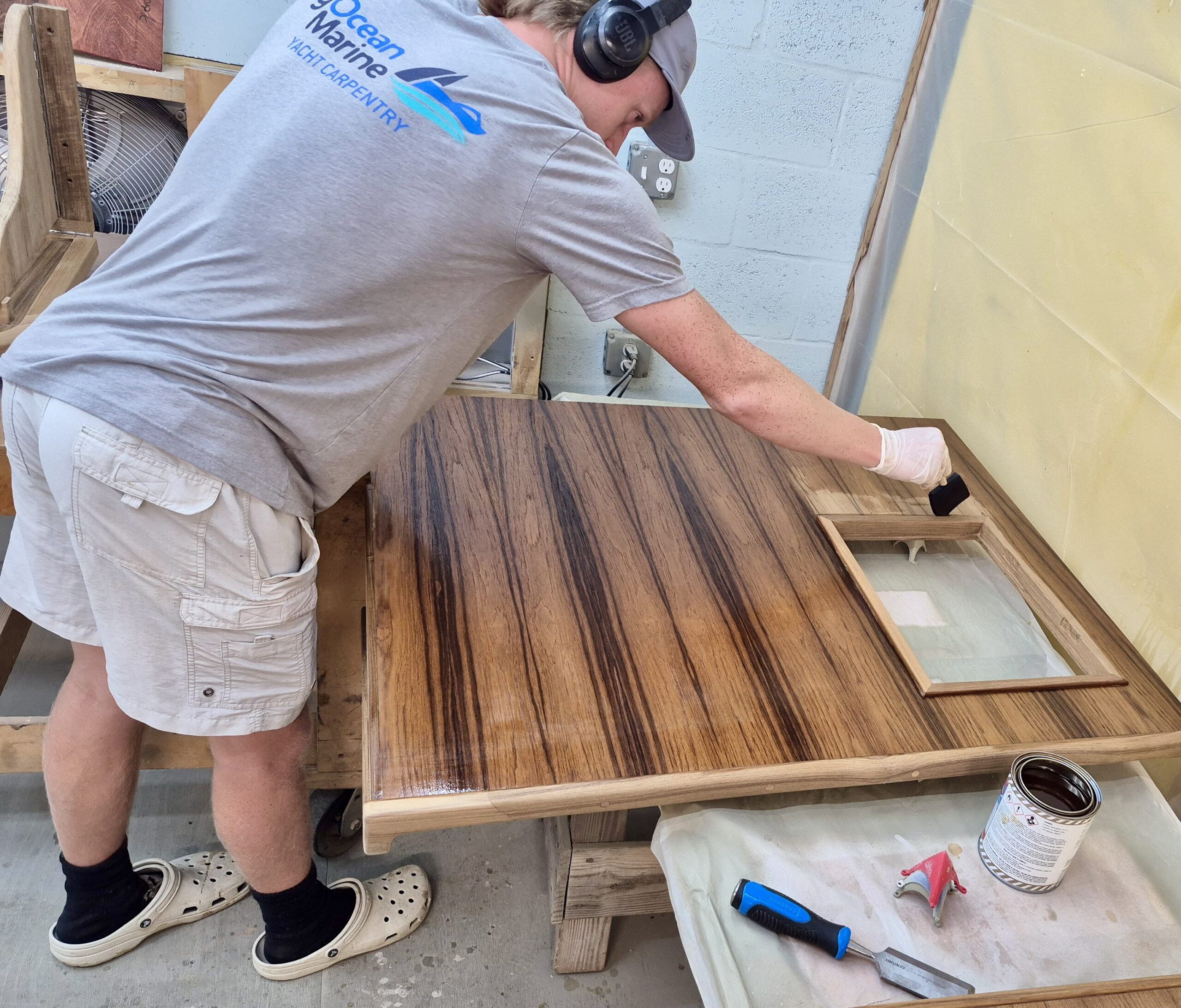 D-Varnish Custom Back Panel Yacht Carpentry Boat Repair Bradenton, Florida.