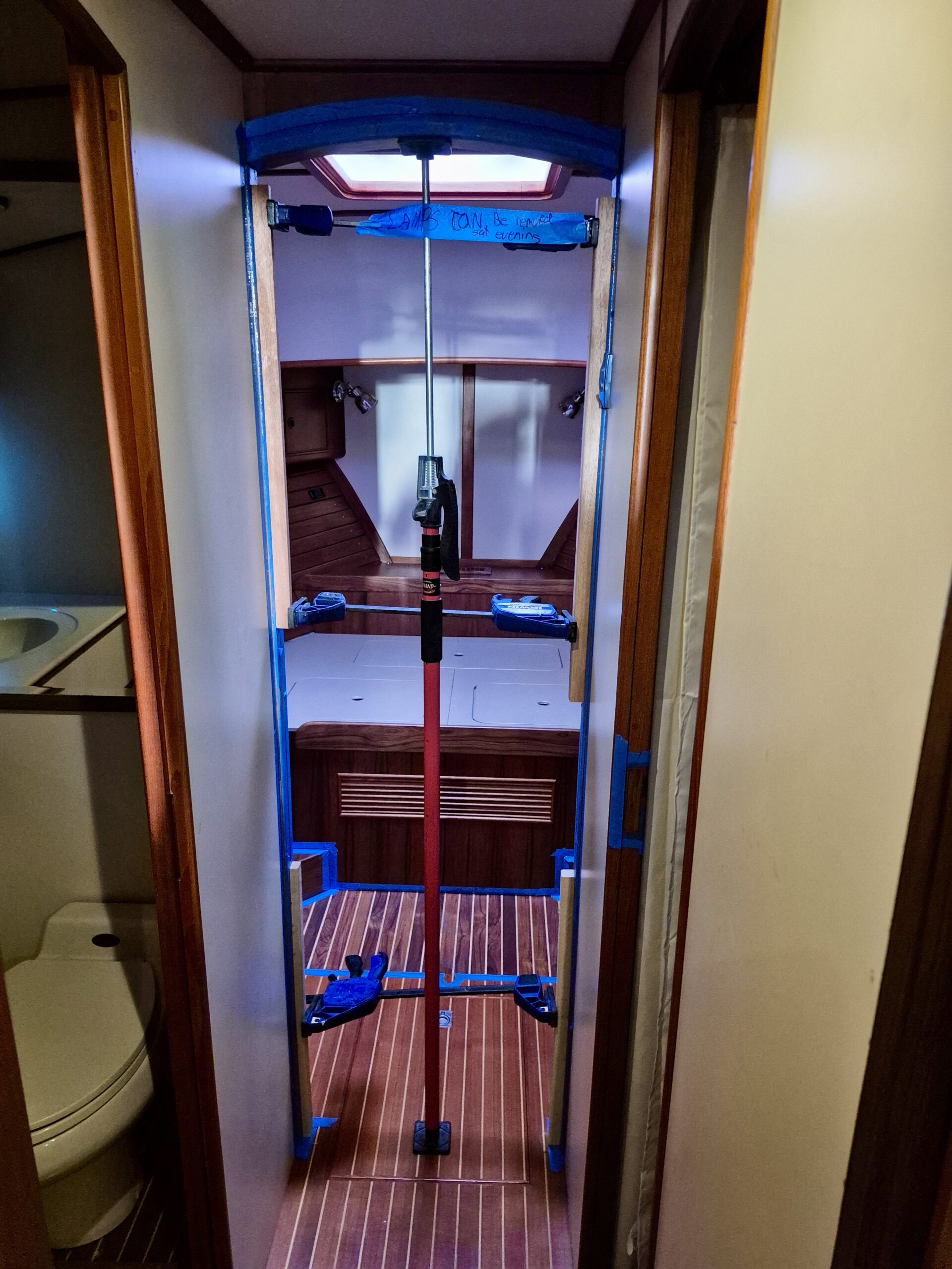 K-A Door Frame Modification Boat Woodwork Restoration Boat Repair Bradenton, Florida.