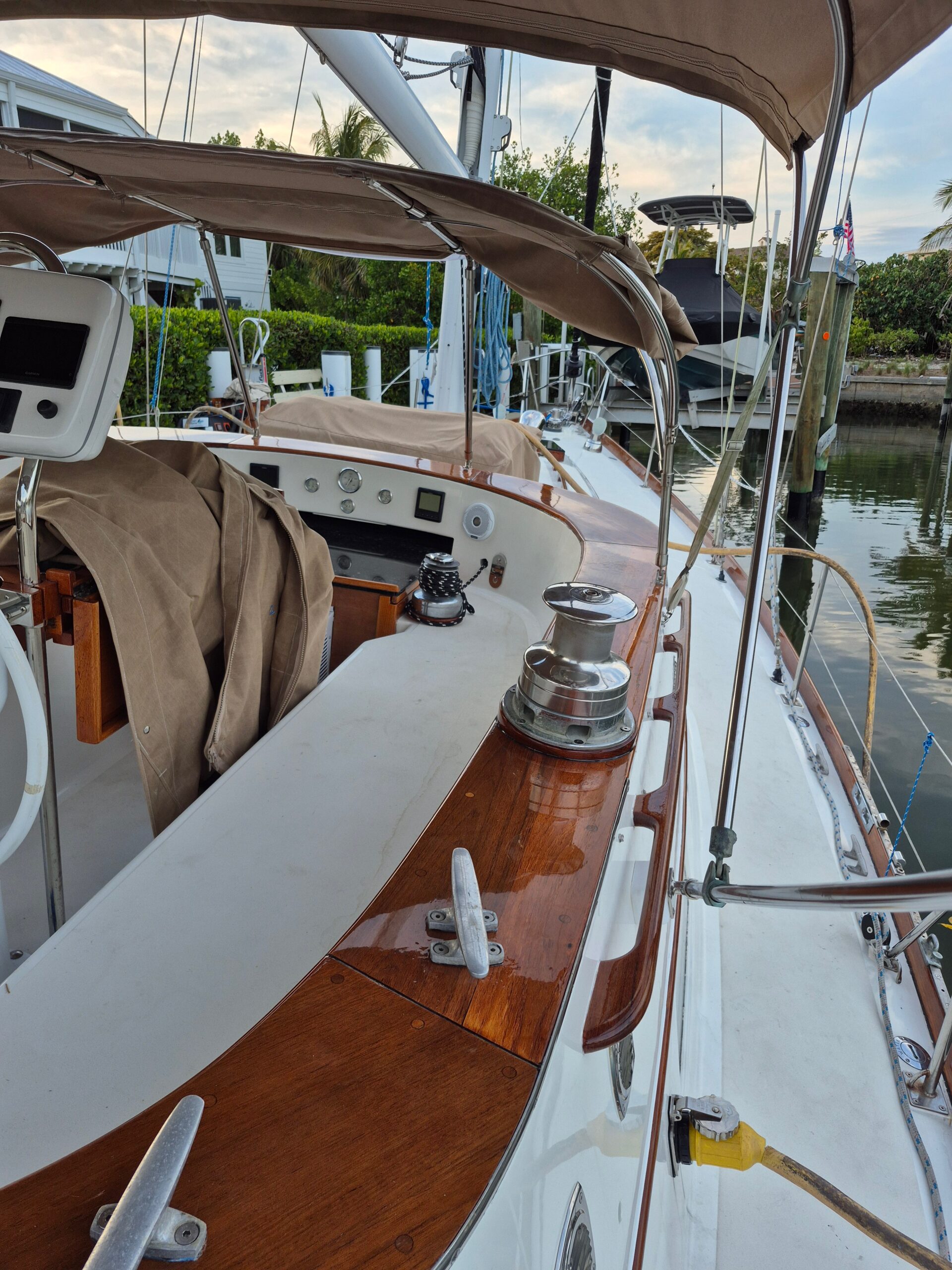 L-Hinckley Boat Repair And Modernization With Teak Brightwork To Combing Board Hand Rail And Trim, Fort Myers.